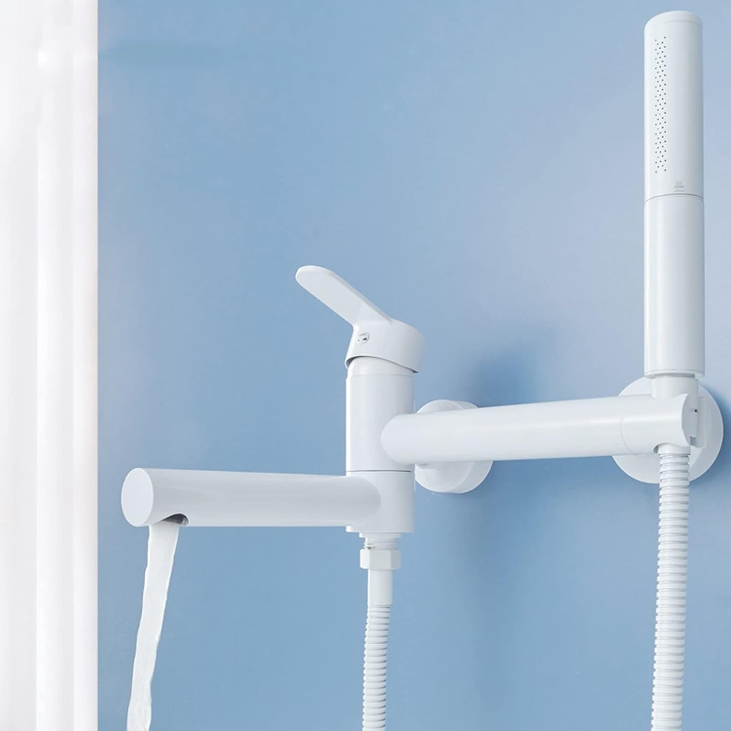Bathtub Faucet with Handheld Shower White Cold and Hot Water Brass Bathtub Shower Faucet Bathroom Faucet