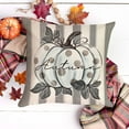 thumbnail image 3 of Happy Fall White Pumpkin Decorative Throw Pillow Covers 16 x 16 Set of 4, Autumn Gray Leaves Polka Dots Stripes Porch Patio Outdoor Pillowcase Buffalo Plaid Farmhouse Cushion Case Home Decor, 3 of 5