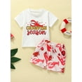 thumbnail image 2 of GXFC Toddler Baby Boys Girls Summer Shorts Outfits Kids Short Sleeve T-shirt Tops+ Crawfish Print Short Pants Set Casual Clothes 2Pcs 6M-4T, 2 of 9