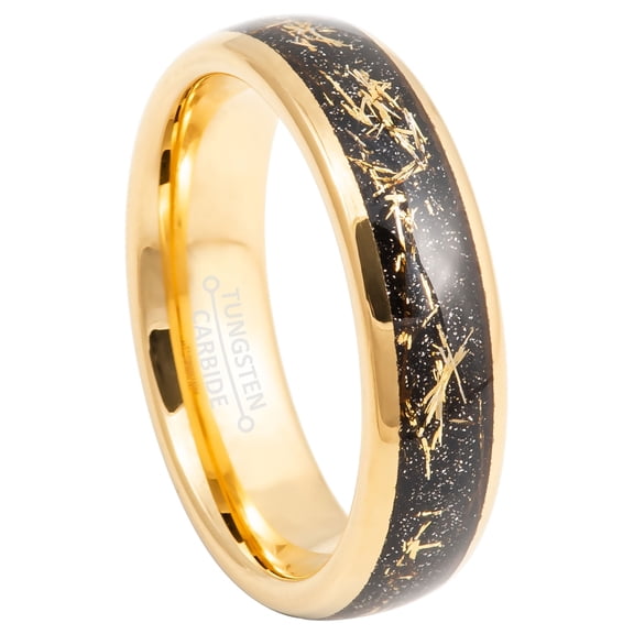 Jewelry Avalanche Galactic Gold Dome Tungsten Carbide Wedding Band for Men-Women, 6mm, size 9
