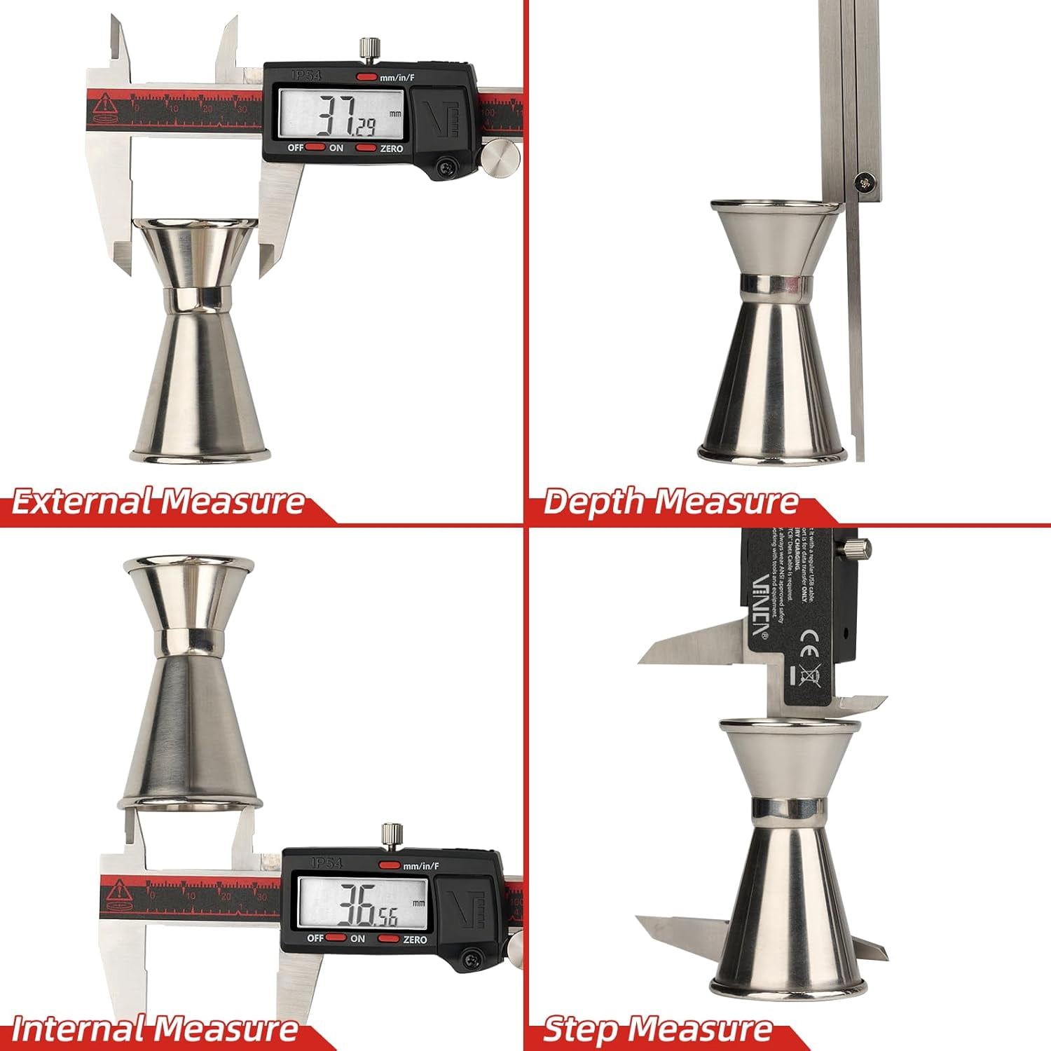 IP54 Grade Digital Caliper, DCLA-0605 6 Inch/150mm, Inch/Millimeter/Fraction Conversion, Stainless Steel, Large LCD Screen