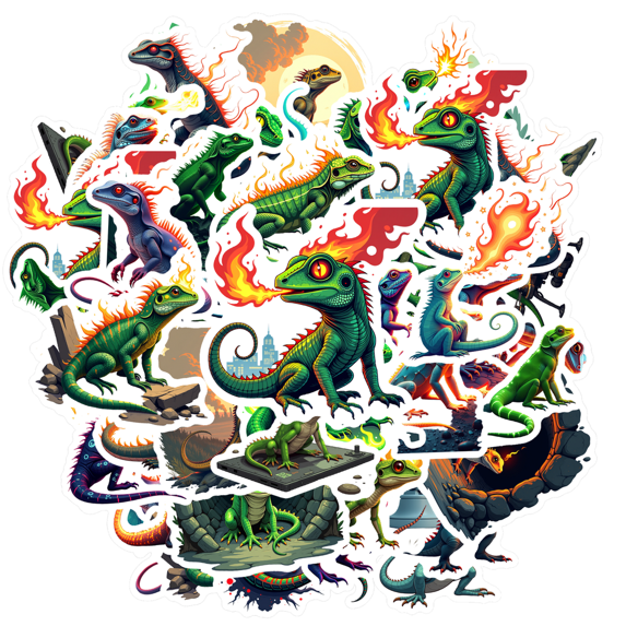 Cartoon Lizard Sticker Stickers, Waterproof Lizard Sticker Sticker for Water Bottle Laptop Phone Cases Planner Skateboard Luggage Helmet Party Favor Decor, Ideal for Adults Teens Teacher Rewards