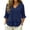 Navy, variant on Womens 3/4 Sleeve V Neck Shirts Solid Color Ruffle leeve Blouses Casual Loose Fit Tunic Tops Fall Comfy Lounge Tops White XL