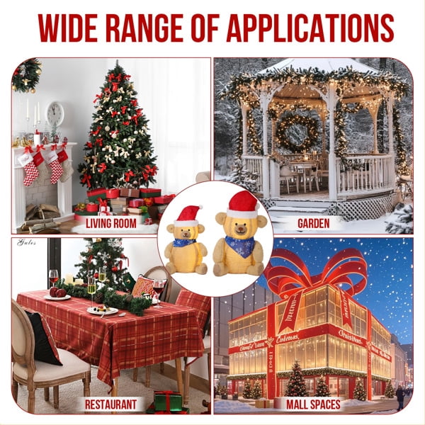 Alvantor 2-Piece Lighted Christmas Bear Decorations with 60 Warm White LED Lights, Pull-Up Indoor and Outdoor Display