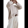 thumbnail image 1 of Suéter de Punto de Larga para Mujer, Jersey de Cuello Redondo, Suéter Informal Holgado. Albaricoque Talla Única, 1 of 9