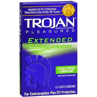 TROJAN Extended Pleasure Climax Control Lubricated Premium Latex Condoms 12 Each (Pack of 2)