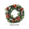 thumbnail image 4 of FastXmas 15.75 Inch Christmas Wreaths Decorations Red Flowers Pine-Needles and Pinecone Christmas Garland Hanging Ornaments Realistic Wreaths Decor for Door Winter Indoor Outdoor Christmas Party, 4 of 6
