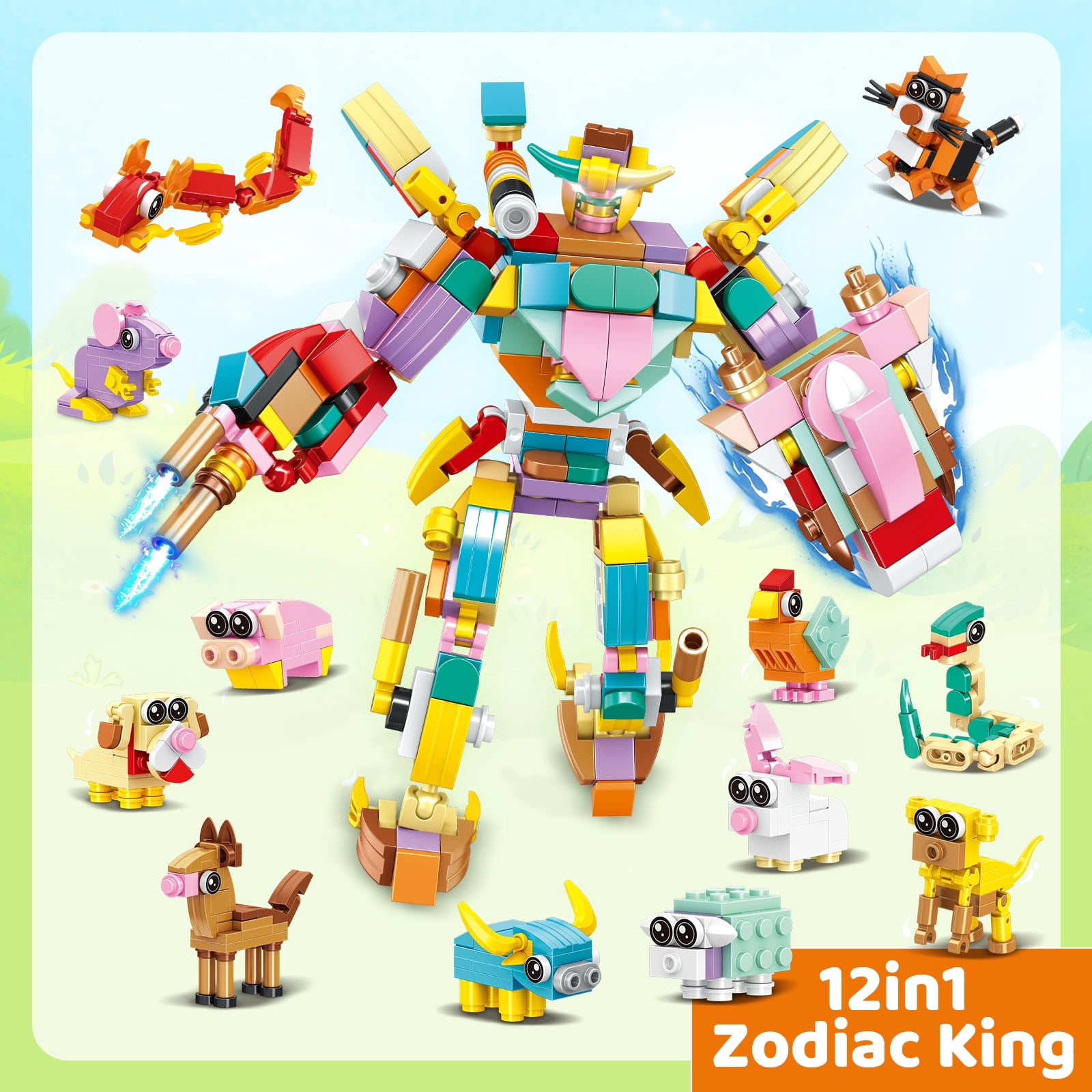 WLBES Party Favors, Classroom Rewards, Goodie Bag Stuffers | 36PCS Mini Animal STEM Building Blocks, 3 Themes 12-in-1 Combine Set for Kids Ages 3+