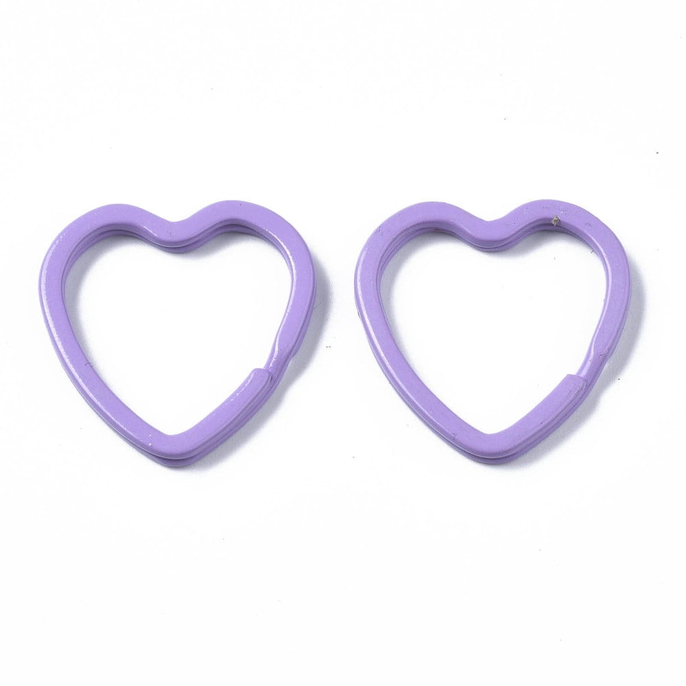200pcs Spray Painted Iron Split Key Rings Keychain Clasp Findings Heart Mixed color 31x30.5x3mm Inner Diameter: 23x25mm