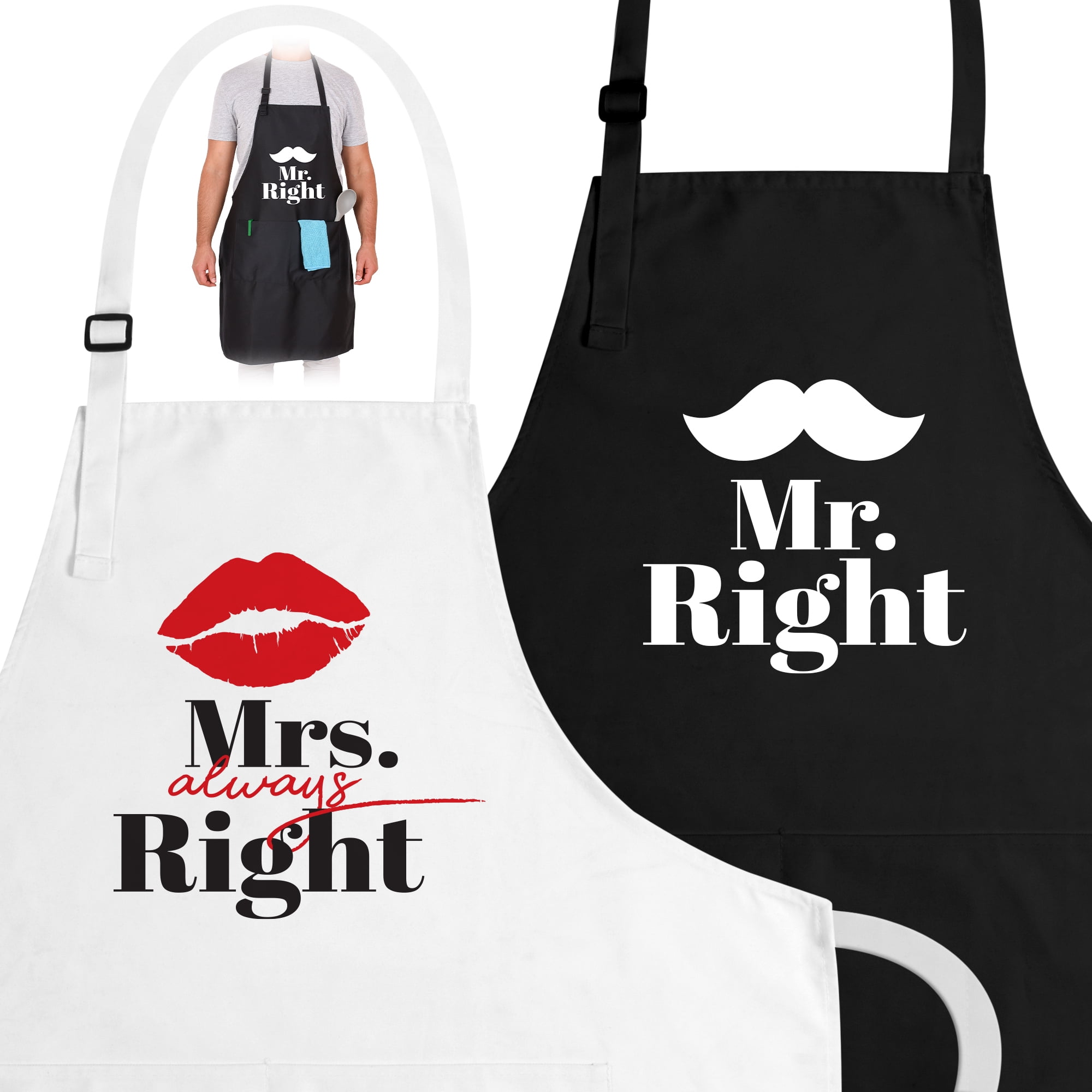 Zulay Kitchen Funny Aprons for Men, Women & Couples Black - Cooking Puns, 2  - Fry's Food Stores