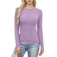 thumbnail image 3 of cocolona Womens Crew Neck Long Sleeve Shirts Ribbed Fitted Tops Base T-shirts Soft Lightweight Undershirts Layer Shirts, 3 of 7