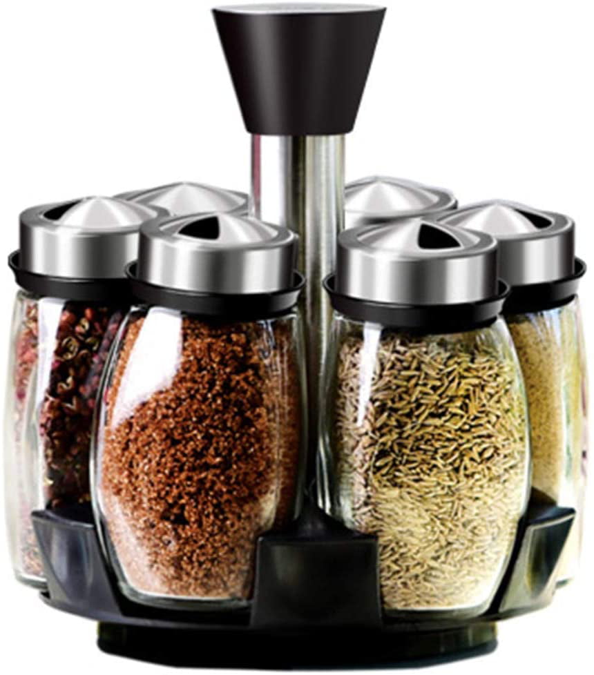 Revolving Countertop Carousel Herb Spice Rack Holds 12 Jars with 4 Oz Glass Jar 