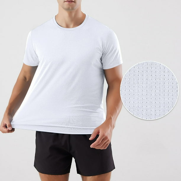 pstuiky camiseta de hombre, Camisa informal de malla con agujeros, ventilación, cremallera y solapa de manga corta para hombre, color liso ropa de hombre m