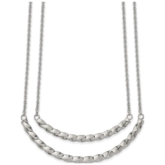 Stainless Steel Polished Double Twisted Bar 17In With 2In Ext. Necklace Made In China srn2560-17