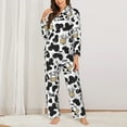 thumbnail image 2 of Pajama Sets for Women 2 Pcs, Cow Button Down Long Sleeve Sleepwear Lounge PJ Sets, 2 of 6