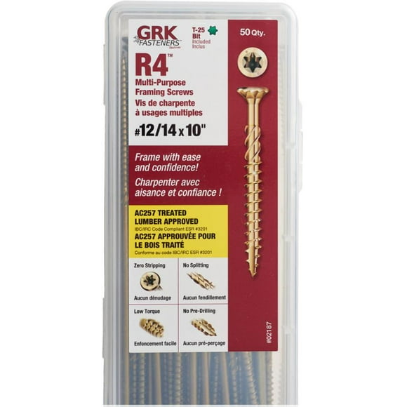 50 Pack #12/14 x 10" Climatek Star Drive R4 Structural Wood Screws