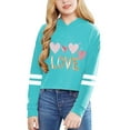 thumbnail image 2 of FAOWME Child Girls Long Sleeve Letters Solid Color Crop Sweatshirt Hoodie Pullover Tops For Kids Sky Blue 3-4 Years, 2 of 4