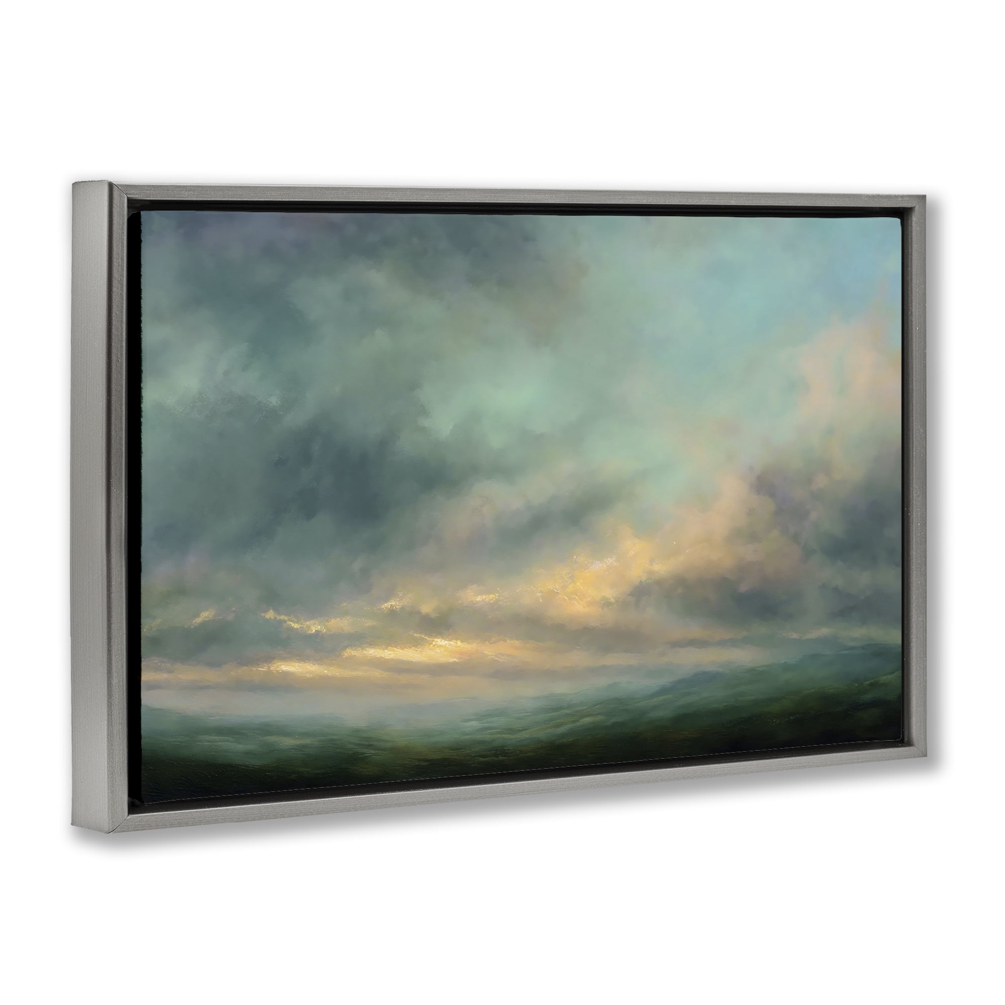 Stupell Industries Blue Toned Golden Hour Gray Framed Floater Canvas Wall Art, design by Petal Prints Design