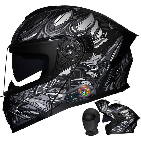 Bluetooth Modular Motorcycle Generic DOT Approved - Quick Flip-Up Design, Dual Visor System, Ventilated Comfort for Adults Men Women, Smart Casco para Moto Con Bluetooth