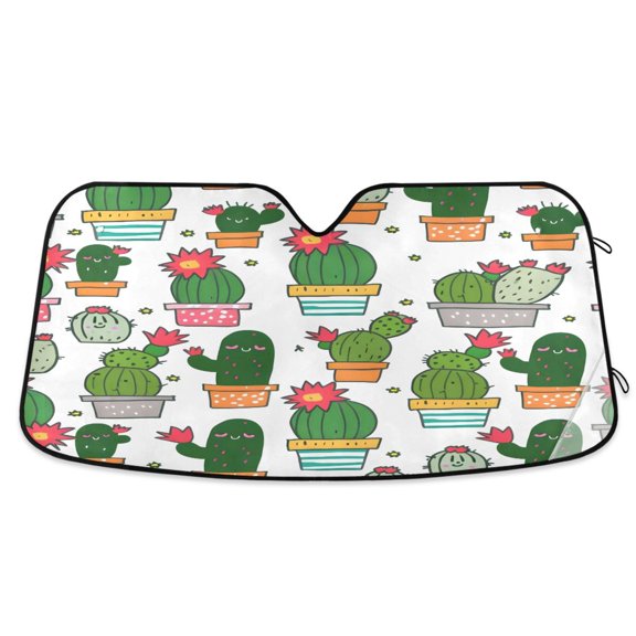 ALAZA Cute Cactus Windshield Sun Shade Car Foldable Visor Block UV Rays Protector 55"x27.6"