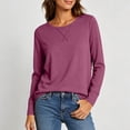 thumbnail image 6 of Otvok Stitch‑Detail Casual Pullover for Women, Crew Neck Long Sleeve Loose T‑Shirt, 6 of 7