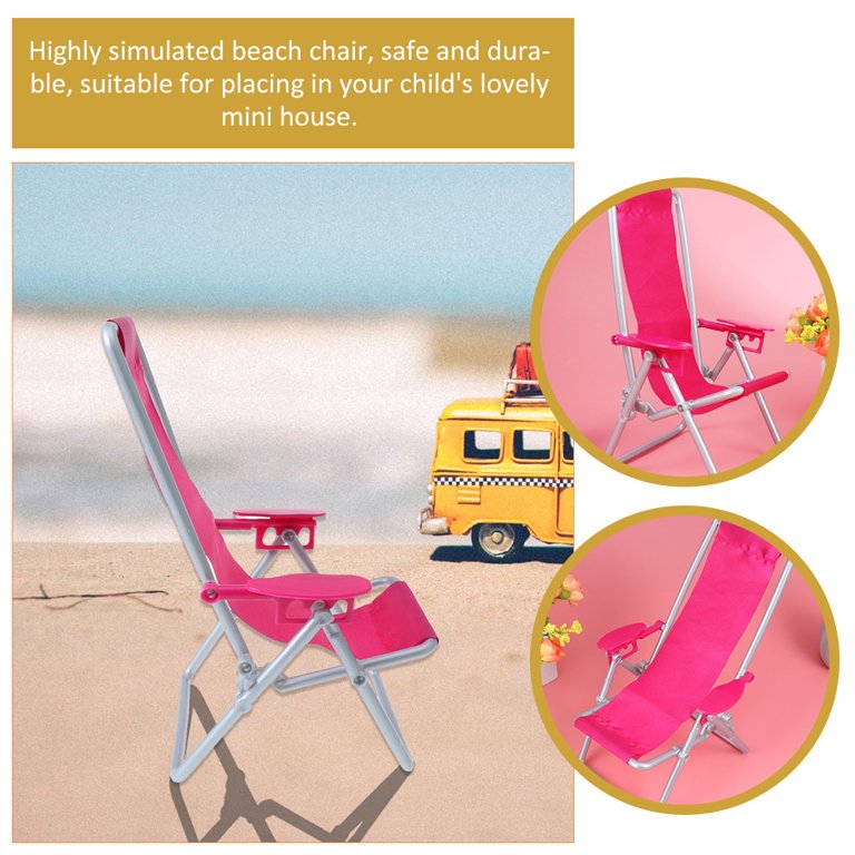 Mini Deck Chair Toy - Adjustable Folding Beach Chair For Dollhouse, Miniature Garden & Home Decor (Oxford Cloth, 7.7")