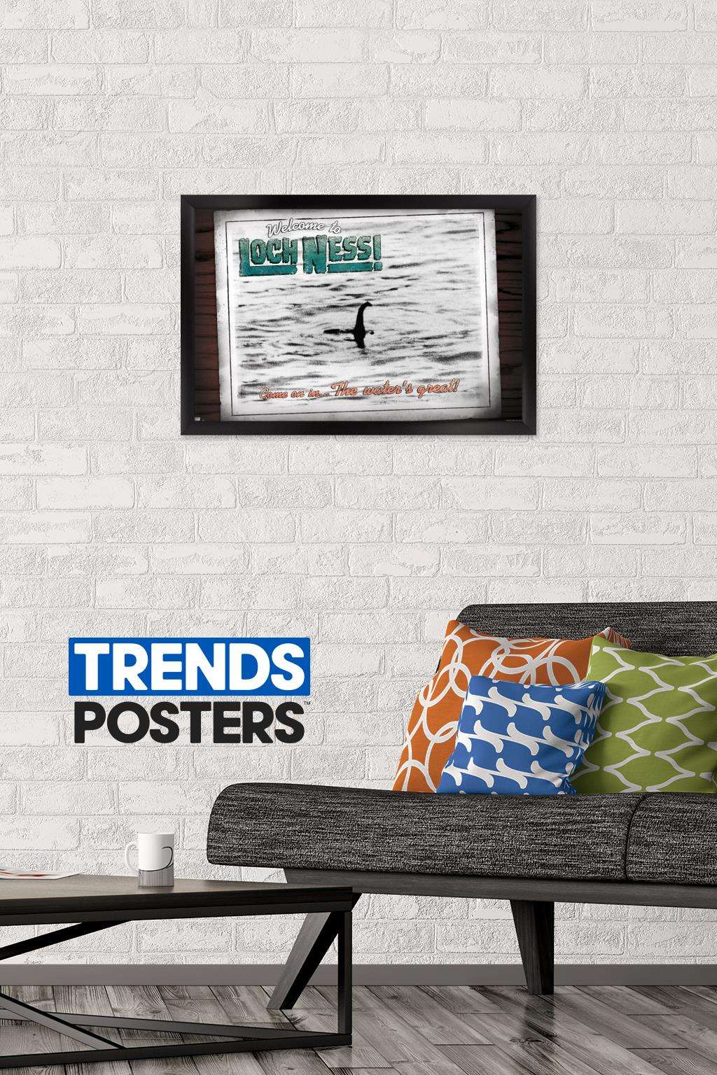 Loch Ness Monster Wall Poster, 14.725" x 22.375", Framed