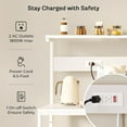 thumbnail image 4 of Kitchen Bakers Rack with Power Outlet, Coffee Bar Table 4 Tiers, Kitchen Microwave Stand with 6 S-shaped Hooks, Kitchen Storage Shelf Rack for Spices, Pots and Pans -, 4 of 17