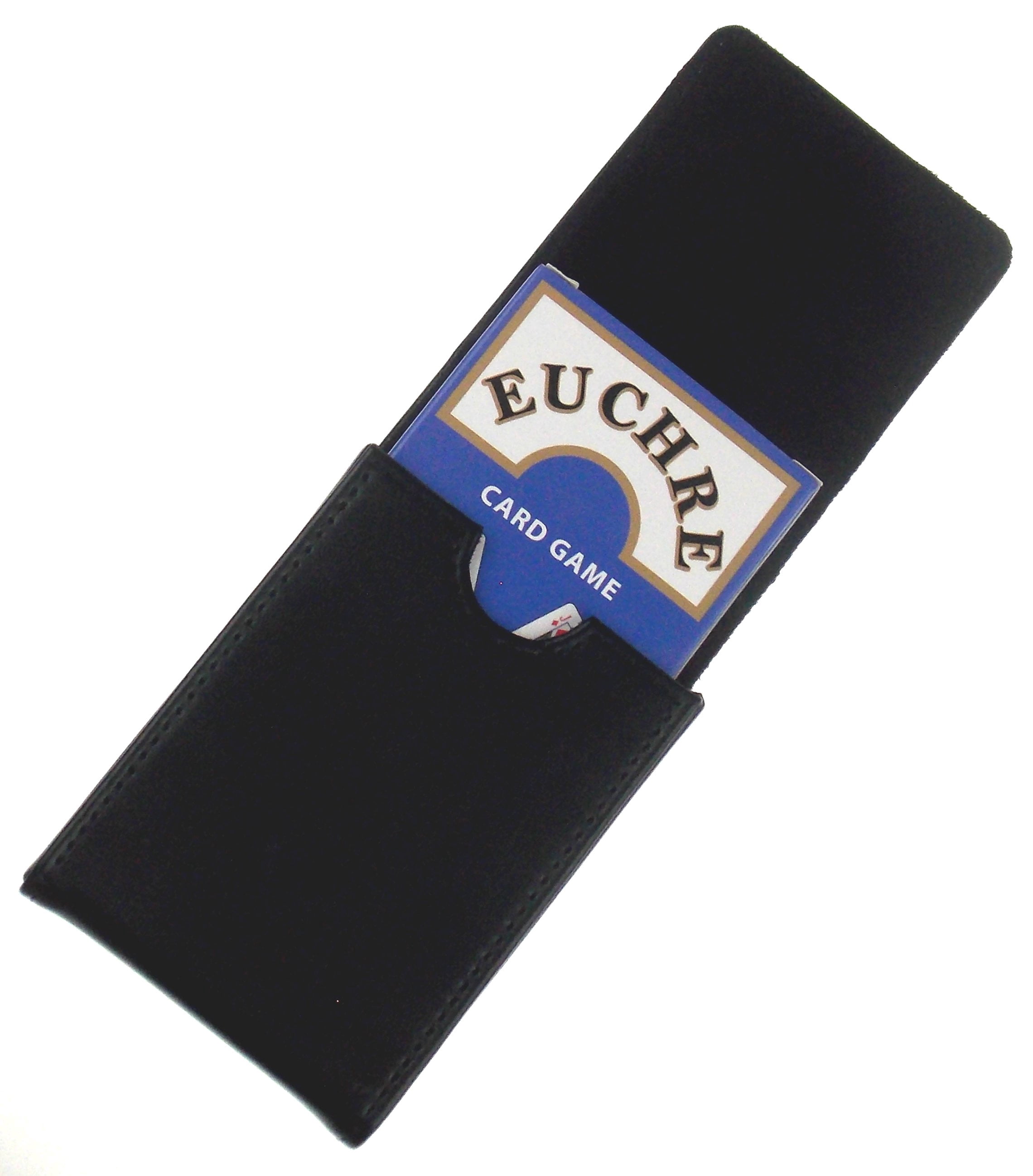 Hickoryville Euchre Playing Cards -2 Euchre Decks in 1 Box with Black Leather Storage Case
