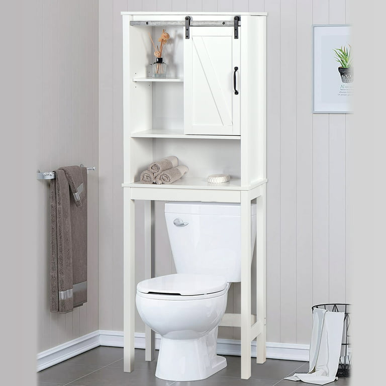 HOMCOM Toilet Paper Cabinet Small Bathroom Corner Floor Cabinet with Doors  and Shelves Thin Storage Bathroom Organizer for Paper Shampoo White