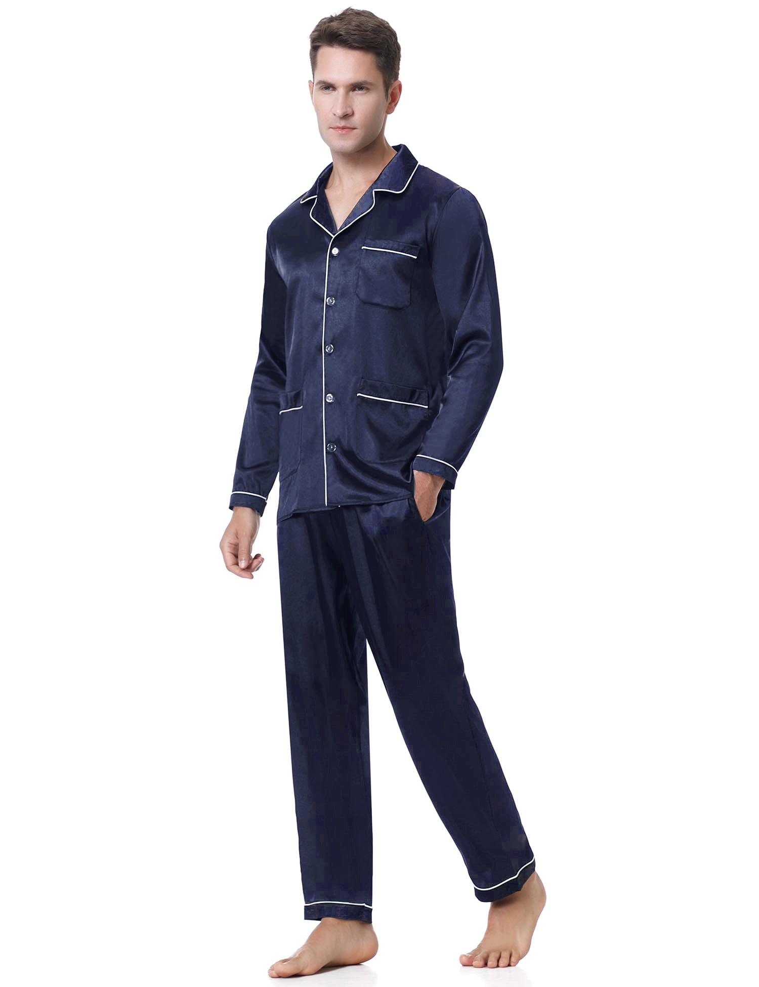 Aibrou Mens Pajamas Lightweight Pj Pajama Set for Men 100% Cotton ...