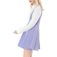 thumbnail image 5 of INSPIRE CHIC Women's Overall Dress Solid U Neck Button Decor Flared Hem S Light Purple, 5 of 9