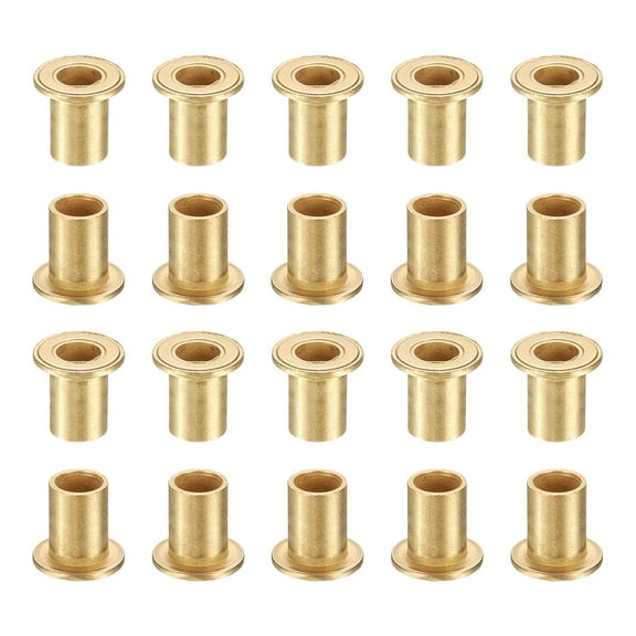 20 Pack Flange Sleeve Bearings, 6mm Bore x 8mm OD x 12mm Length, Self-Lubricating Sintered Bronze Bushings