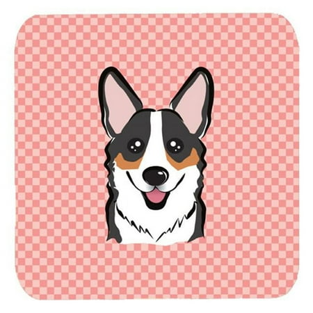 

Checkerboard Pink Corgi Foam Coasters- Set Of 4