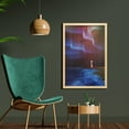 thumbnail image 2 of Fantasy Wall Art with Frame, Woman on Beach Psychedelic Design Aurora Borealis Sky Star Nature Picture Print, Printed Fabric Poster for Bathroom Living Room, 23" x 35", Blue Purple, by Ambesonne, 2 of 2
