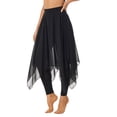 thumbnail image 5 of Doomiva Skirted Leggings for Women Asymmetrical Sheer Chiffon Ballet Dance Leggings Chiffon Pantskirt Black 3XL, 5 of 7