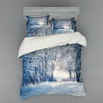 thumbnail image 2 of Ambesonne Winter Bedding Set 3 Pcs, Alley in Snowy Forest, Twin, Blue Black White, 2 of 3