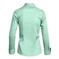 thumbnail image 3 of J. METHOD Women's Button Down Shirt Long Sleeve Roll Up Stretch Collar Office Work Formal Casual Basic Blouse Top NEWT04 Mint S, 3 of 5