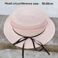 thumbnail image 2 of 56-58 cm hat circumference women's straw hat ribbon bow sun hat outdoor flat top hat sunscreen sun hatFlesh pink, 2 of 5
