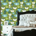 thumbnail image 2 of Retro Peel and Stick Wallpaper 23.6in x 9.8ft Vintage Floral Cup Blue Green Tones Contact Paper Vinyl Waterproof Self Adhesive Wall Paper for Bedroom Shelf Cabinet Renter Friendly, 2 of 8
