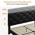 thumbnail image 3 of SYNGAR Full Bed Frame with Upholstered Faux Leather Adjustable Headboard, Platform Bed Frame with Wood Slats Support, Noise-Free, Easy Assembly, No Box Spring Needed, Modern Black Bed Frame, 3 of 11