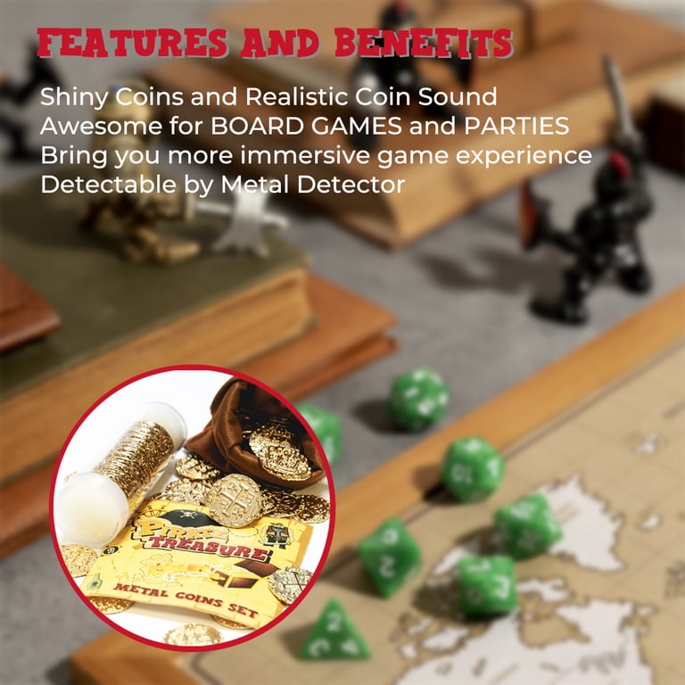 Byhoo Pièces de Pirate en métal, 30 pièces de trésor d'Or, réplique en métal Doubloons espagnols, jetons de Faux pièces de trésor de Pirate, Imitation réaliste d'Argent pour Les Jouets de Cosplay