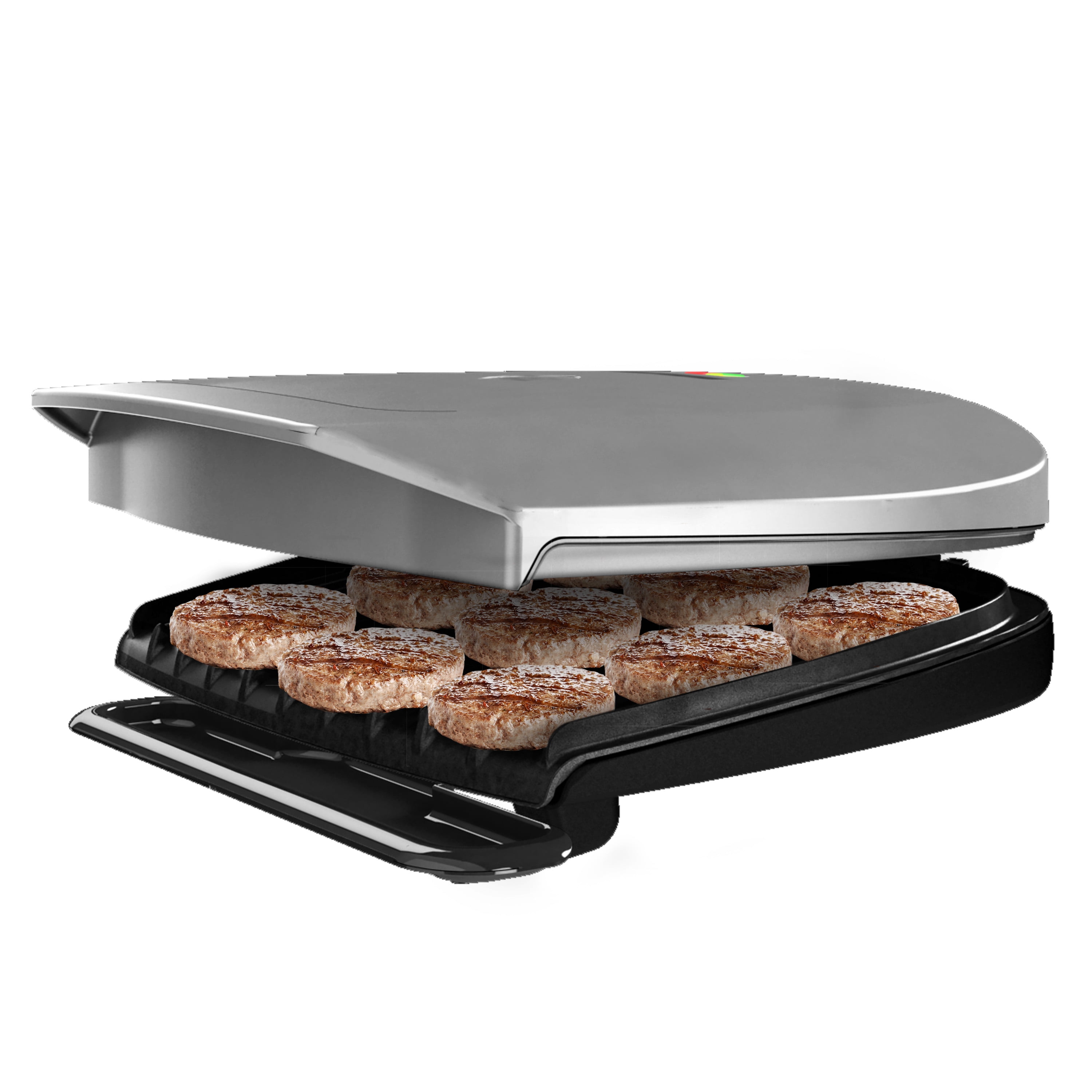 George Foreman 9-Serving Classic Plate Electric Grill and Panini Press,  Silver, GR144 