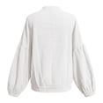 thumbnail image 5 of Womens Long Sleeve Shirts Helii Loose Linen Blouse Puff Lantern Sleeve Round Neck Shirt Travel Vacation Outfit Casual Lightweight Top for Summer Fall | M Size, 5 of 5