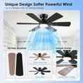 thumbnail image 6 of PHORUS 46'' Black Low Profile Flush Mount Ceiling Fan with Lights, Remote & App Control, Dual-Sided Modern/Rustic 6 Blades, Reversible, 3 CCT,Bedroom & Kitchen, 6 of 9