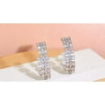 thumbnail image 2 of Sparkling White CZ Women Big Oval Shaped Tennis Half Round Circle Hoop Earrings, 2 of 8