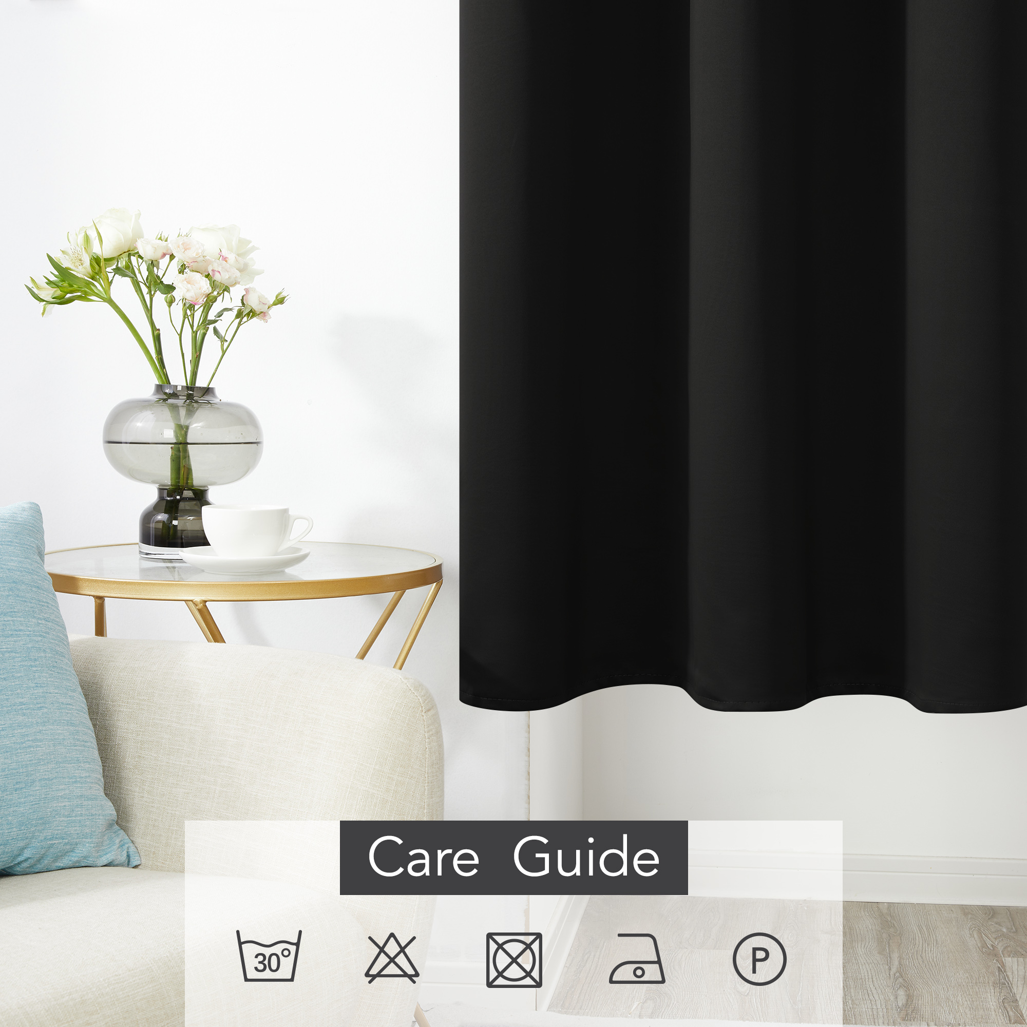 ZOPZO Room Darkening Curtains, 42W x 72L, Black, 2-Pack photo 2