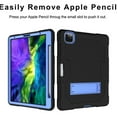 thumbnail image 4 of iPad Pro 12.9 inch 4th Generation 2020 Case with PET Screen Protector, Kids Case For iPad Pro 12.9 + Pencil Holder, Heavy Duty Rugged Dropproof Shockproof Case Kickstand Protective Cover, Black+Blue, 4 of 7