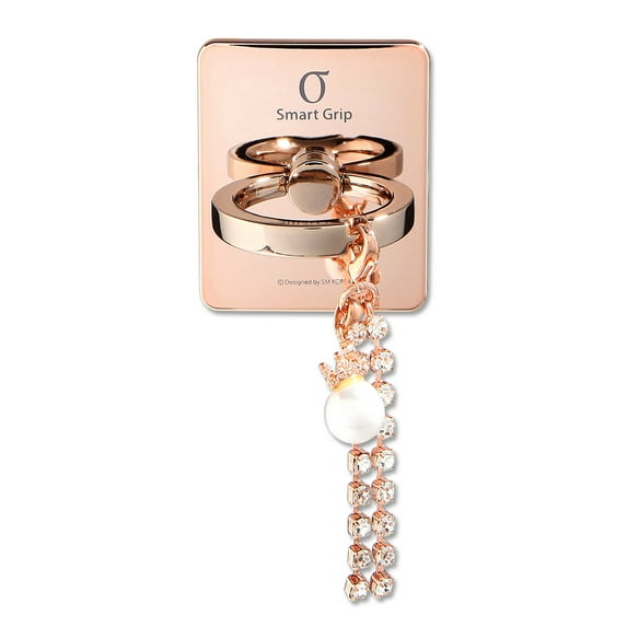 Cell Phone Finger Ring Holder & Grip with Luxury Oktant Crystal Universal Kickstand with 360° Rotation and 180° Flip Compatible with Most Smartphones (Pearl Rose Gold)
