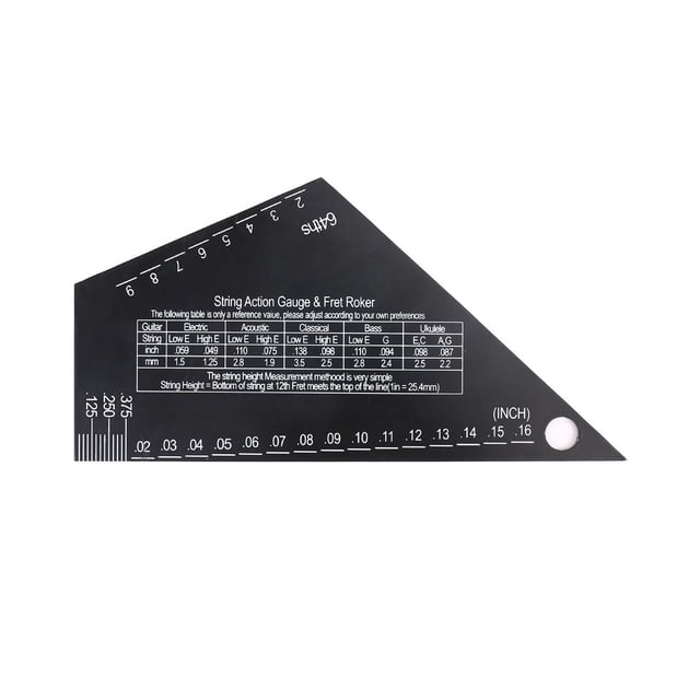 Graflsoa Black Stainless Steel Guitar String Action Gauge for Electric and Acoustic Guitars, Triangular Design, 103x52mm